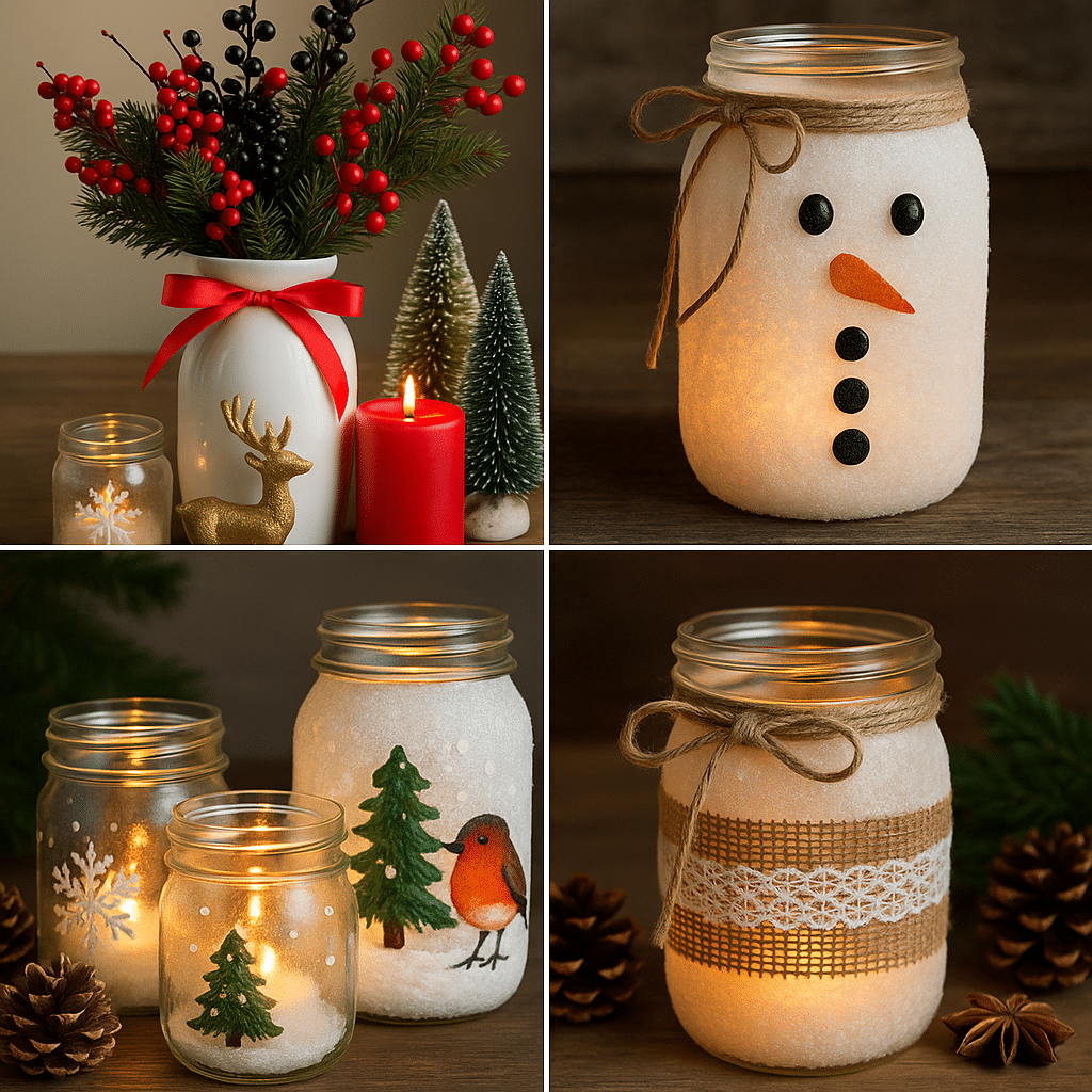 recicle potes de vidro e transforme os em decoracoes de natal 2