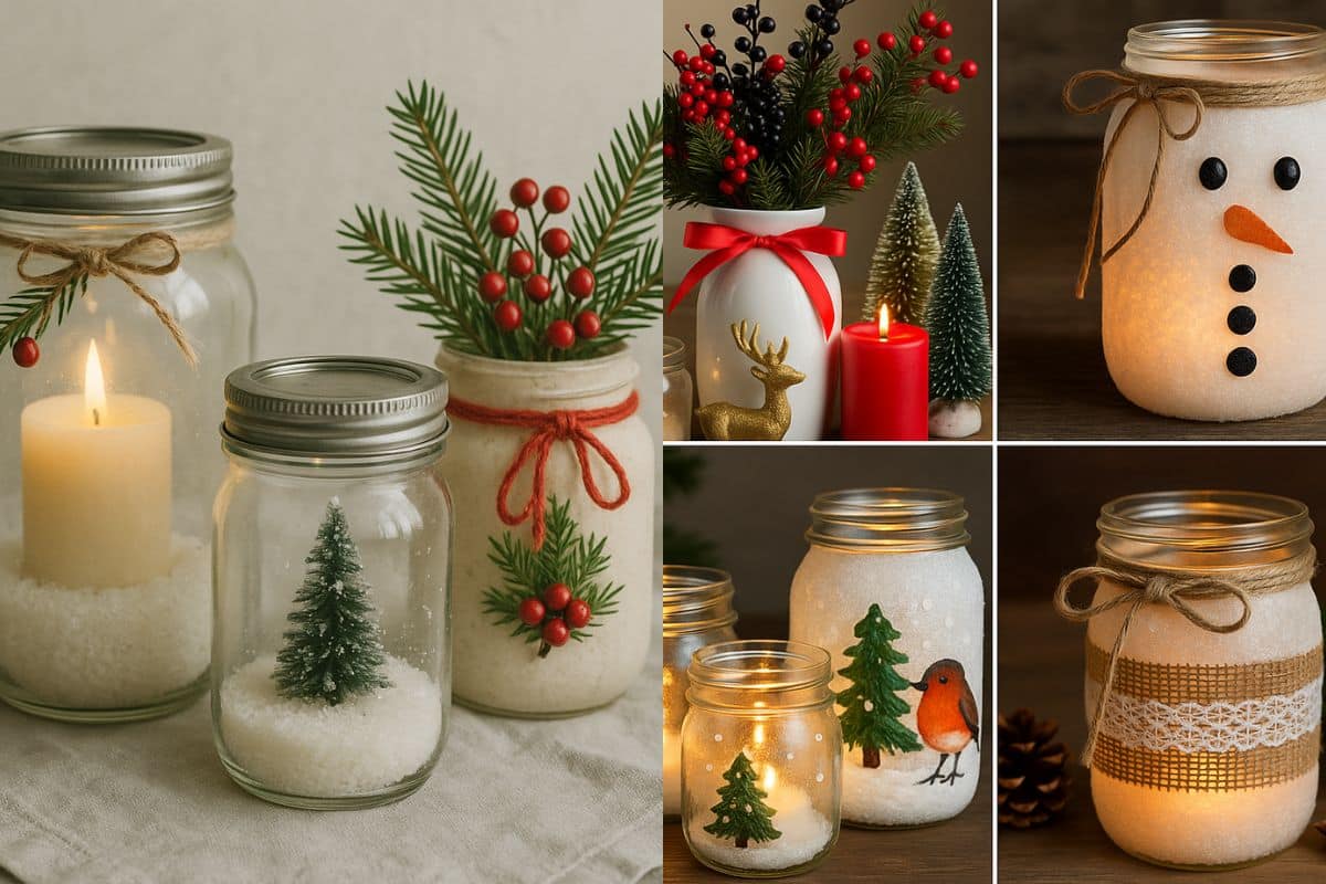 recicle potes de vidro e transforme os em decoracoes de natal