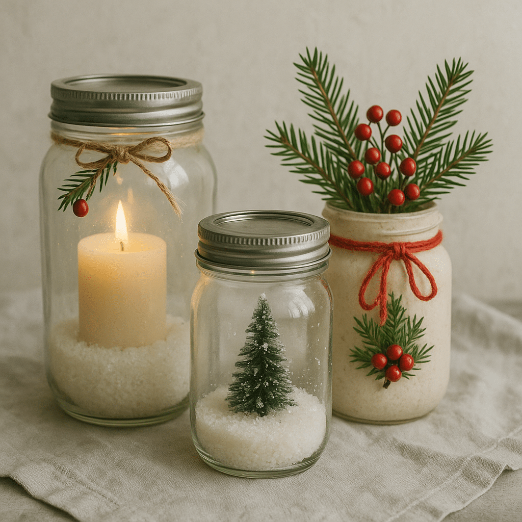 recicle potes de vidro e transforme os em decoracoes de natal