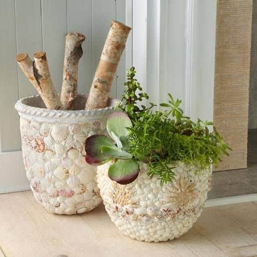 vasos decorados com conchas do mar 4