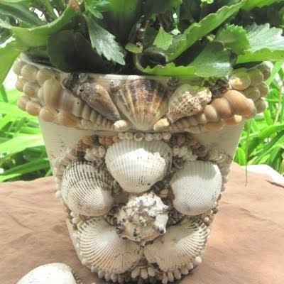 vasos decorados com conchas do mar 6
